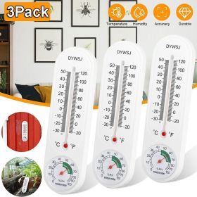 3PCS Wall Thermometer Indoor Outdoor Mount Garden Greenhouse Home Humidity Meter